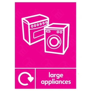 Large Appliances Washing Machine Cooker WRAP Recycling Sign – magenta WRAP sign for white goods