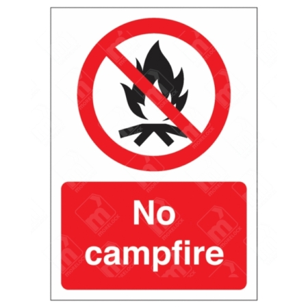 No Campfire Sign – red prohibition symbol over campfire icon