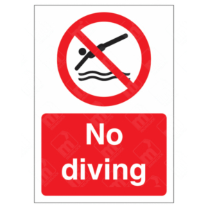No Diving Sign – red prohibition symbol over a diving figure