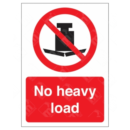 No Heavy Load Sign – red prohibition symbol with cracked surface and heavy object