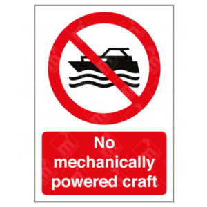 No Mechanically Powered Craft Sign – boat icon with red prohibition symbol