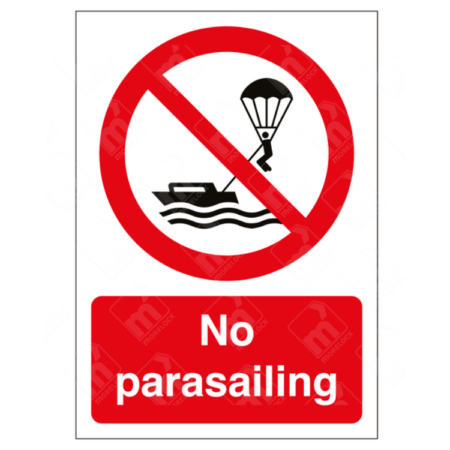No Parasailing Sign – red prohibition aerial watersport sign
