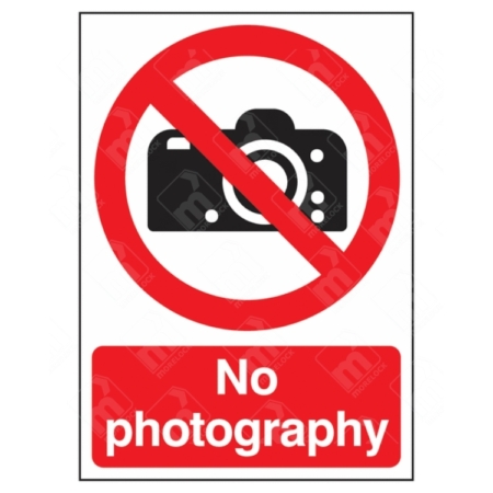 No Photography Sign – red prohibition symbol over camera icon