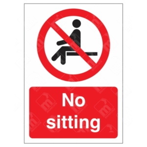 No Sitting Sign – red prohibition symbol showing person seated