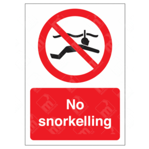 No Snorkelling Sign – red prohibition over swimmer with snorkel