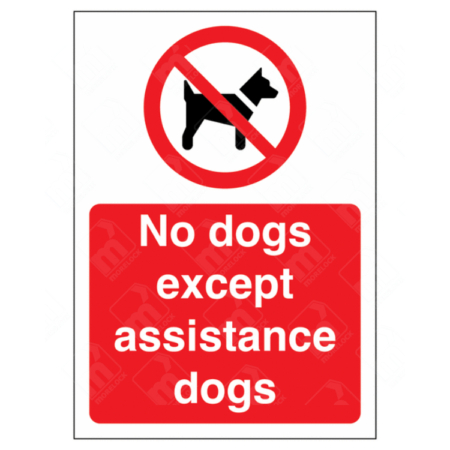 No Dogs Except Assistance Dogs Sign – pet access restriction safety sign