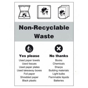Non-Recyclable Waste Yes Please No Thanks WRAP Sign – WRAP general waste bin label UK