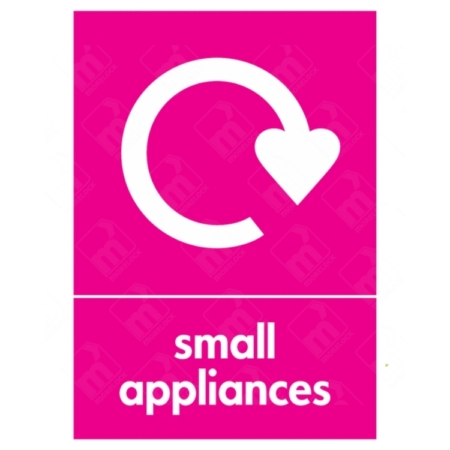 Small Appliances WRAP Recycling Sign – magenta WRAP symbol for small electronic item recycling in the UK