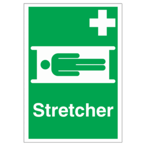 Stretcher First Aid Sign – HSE-compliant safety signage for emergency evacuation