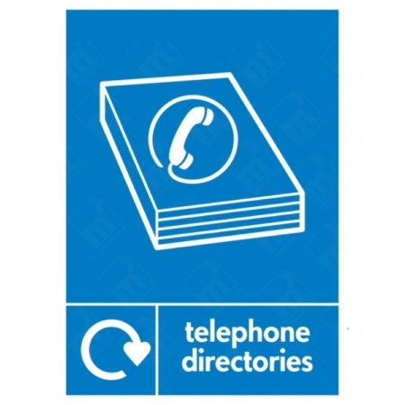 Telephone Directories WRAP Recycling Sign – blue WRAP sign for phone books