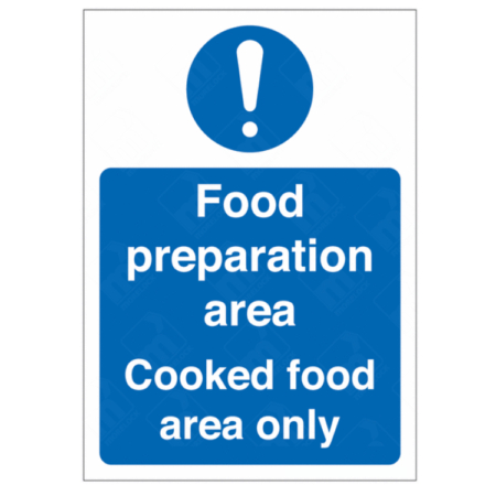 Food Preparation Area Cooked Food Area Only Sign – kitchen hygiene signage