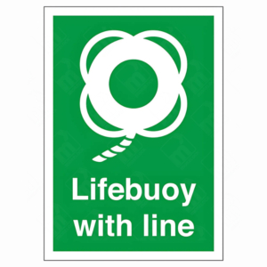 Lifebuoy with Line Sign – water safety equipment location sign