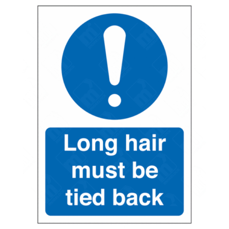 Long Hair Must Be Tied Back Sign – UK workplace safety signage