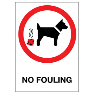 No Fouling Dog Prohibitions Sign – red circle dog fouling ban sign