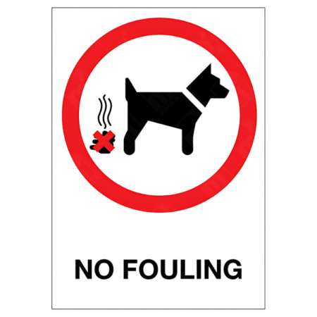 No Fouling Dog Prohibitions Sign – red circle dog fouling ban sign