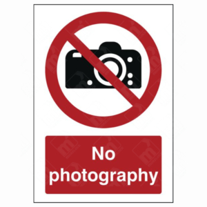 No Photography Symbol and Text Sign