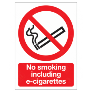 No Smoking Including E-Cigarettes Sign – workplace & public area signage