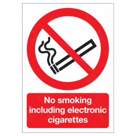 No Smoking Including Electronic Cigarettes Sign – UK prohibition signage