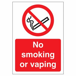 No Smoking or Vaping Sign – workplace & public area signage