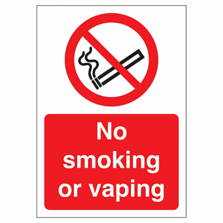 No Smoking or Vaping Sign – workplace & public area signage