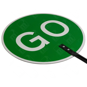 600mm RA1 Composite Stop Go Lollipop Sign + Metal Pole & Circular Ring | UK Temporary Traffic Road Sign