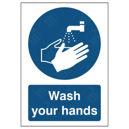 Wash Your Hands Sign – blue hand washing hygiene sign for UK workplaces