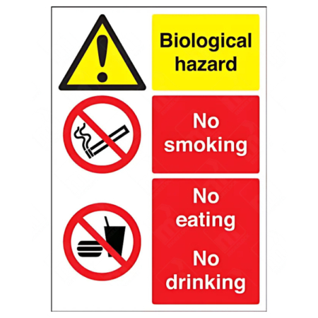 Biological Hazard No Smoking No Eating No Drinking Sign – UK health & safety signage