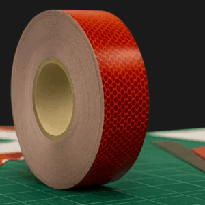 50mm x 50m Red AURA 191T High Intensity Prismatic Reflective Rolls | UK Reflective Rolls